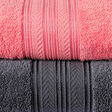 Bath Towel V Fancy Border (Pack Of 2) Pink & Gray-525