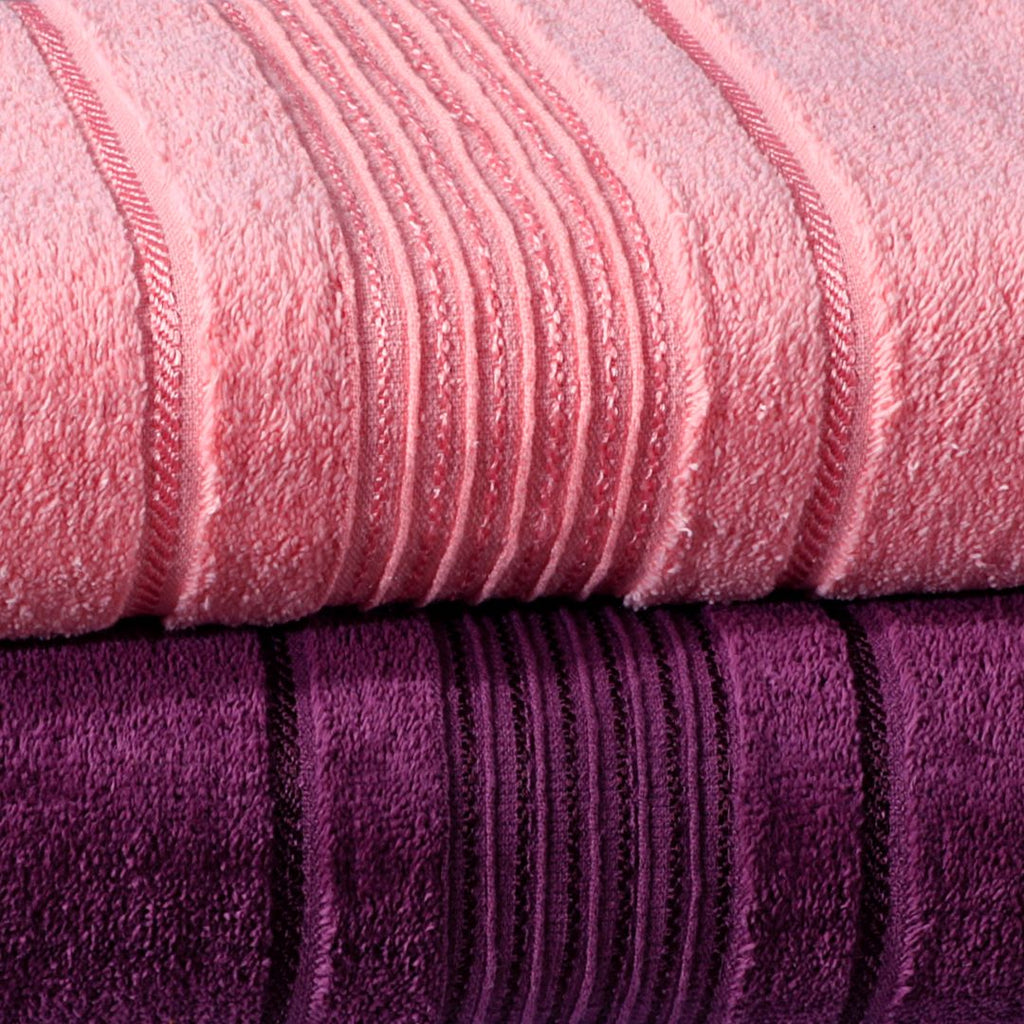 Bath Towel Stripe Pink & Purple (Pack Of 2)-523