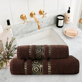 2-Pcs Towel Set Circle Chocolate-027