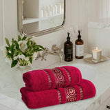 2-Pcs Towel Set Circle Maroon-030