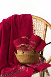 2-Pcs Towel Set Circle Maroon-030