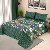 Green Floral - Bed Sheet Set Single