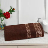 Chocolate Greek Key - Jacquard  Bath Towel