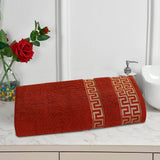 Rust Greek Key - Jacquard  Bath Towel