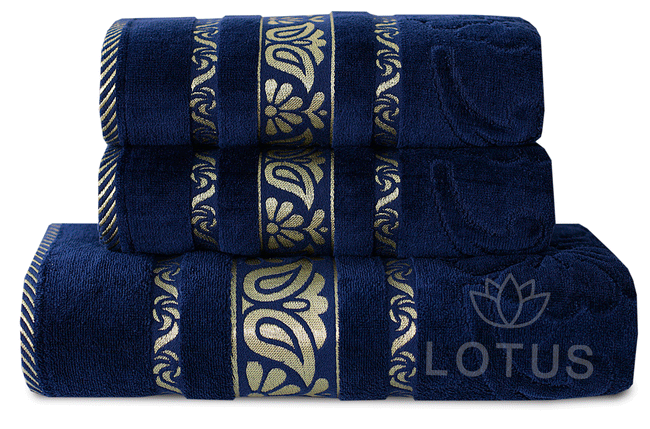 Navy Imperial Leaf - 3-Pcs Jacquard Towel Set Main Image