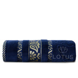 Navy Imperial Leaf - Jacquard Bath Towel