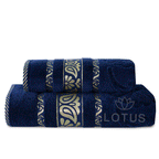 Navy Imperial Leaf - 2-Pcs Jacquard Towel Set