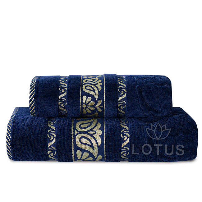 Navy Imperial Leaf - 2-Pcs Jacquard Towel Set Main Image