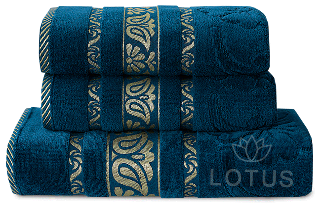 Teal Imperial Leaf - 3-Pcs Jacquard Towel Set Main Image