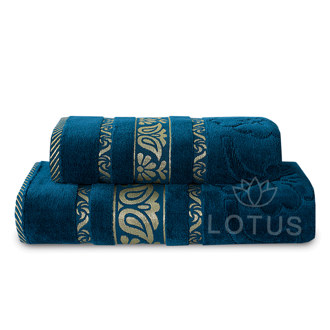Teal Imperial Leaf - 2-Pcs Jacquard Towel Set Main Image