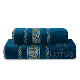 Teal Imperial Leaf - 2-Pcs Jacquard Towel Set