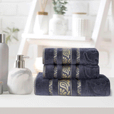 Gray Imperial Leaf - 3-Pcs Jacquard Towel Set