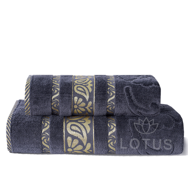 Gray Imperial Leaf - 2-Pcs Jacquard Towel Set Main Image