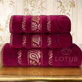 Maroon Imperial Leaf - 3-Pcs Jacquard Towel Set