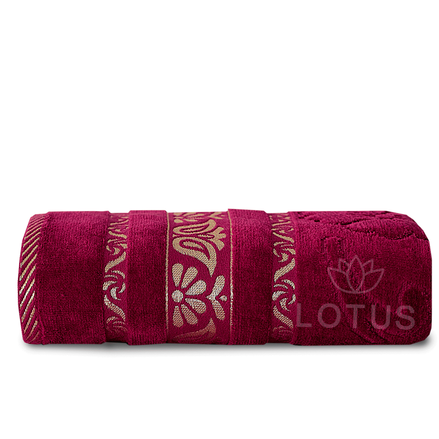 100% Cotton Jacquard Bath Towel – Maroon Imperial Leaf, 1 Pc, 500 GSM, Soft, Absorbent & Durable