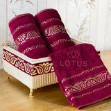 Maroon Imperial Leaf - 3-Pcs Jacquard Towel Set