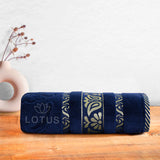 Navy Imperial Leaf - Jacquard Bath Towel