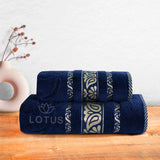 Navy Imperial Leaf - 2-Pcs Jacquard Towel Set