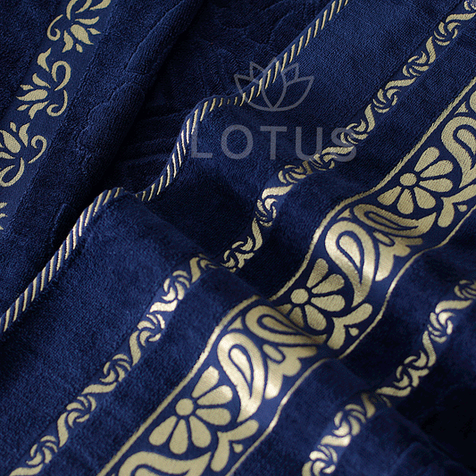 100% Cotton Jacquard Bath Towel – Navy Imperial Leaf, 1 Pc, 500 GSM, Soft, Absorbent & Durable