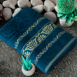 Teal Imperial Leaf - Jacquard Bath Towel