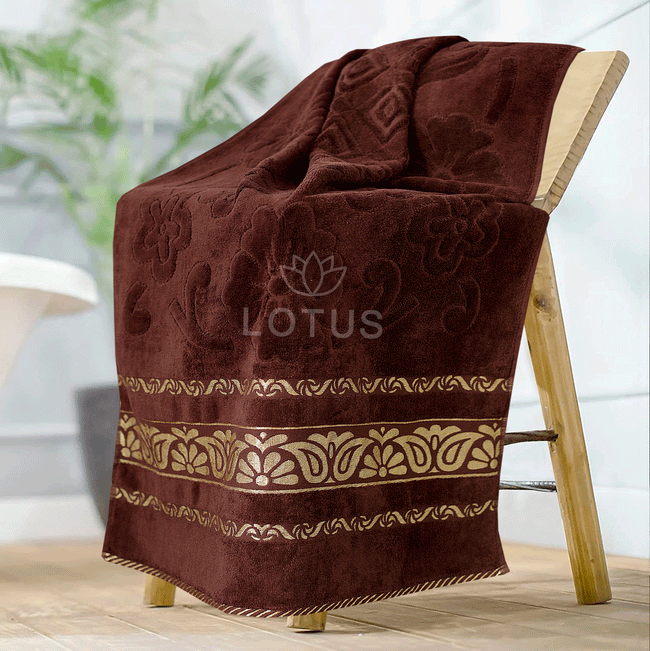 Chocolate Imperial Leaf - Jacquard Bath Towel Hover Image