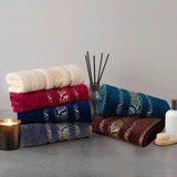 Navy Imperial Leaf - 3-Pcs Jacquard Towel Set