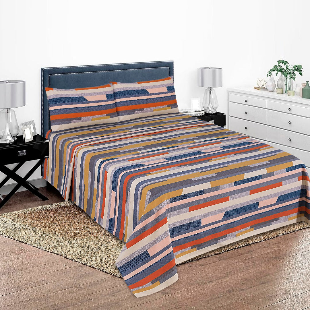 Multi Color Stripe Bed Sheet Set King