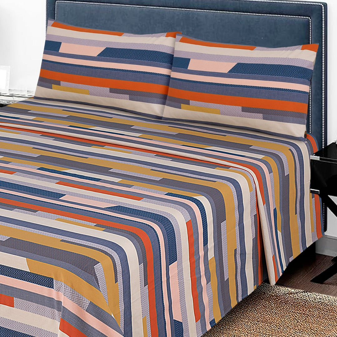 Multi Color Stripe Bed Sheet Set King