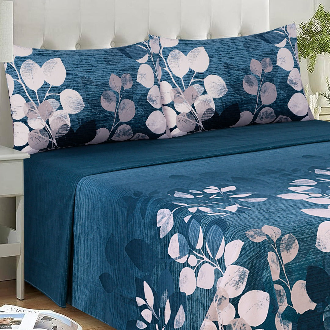 Blue Flower Bed Sheet Set Single