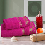 Hot Pink Greek Key - 2-Pcs Jacquard  Towel Set