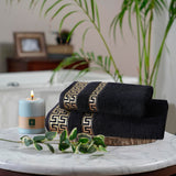 Jet Black Greek Key - 2-Pcs Jacquard Towel Set