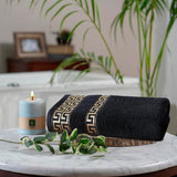 Jet Black Greek Key - Jacquard  Bath Towel