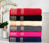 Midnight Blue Greek Key - 2-Pcs Jacquard Towel Set