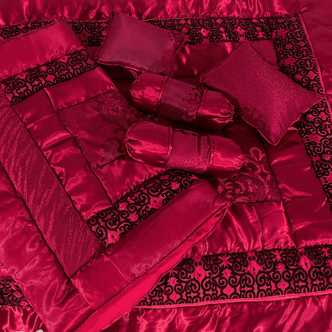 6 Pieces Fancy Baby Cot Set Maroon-30271 Main Image