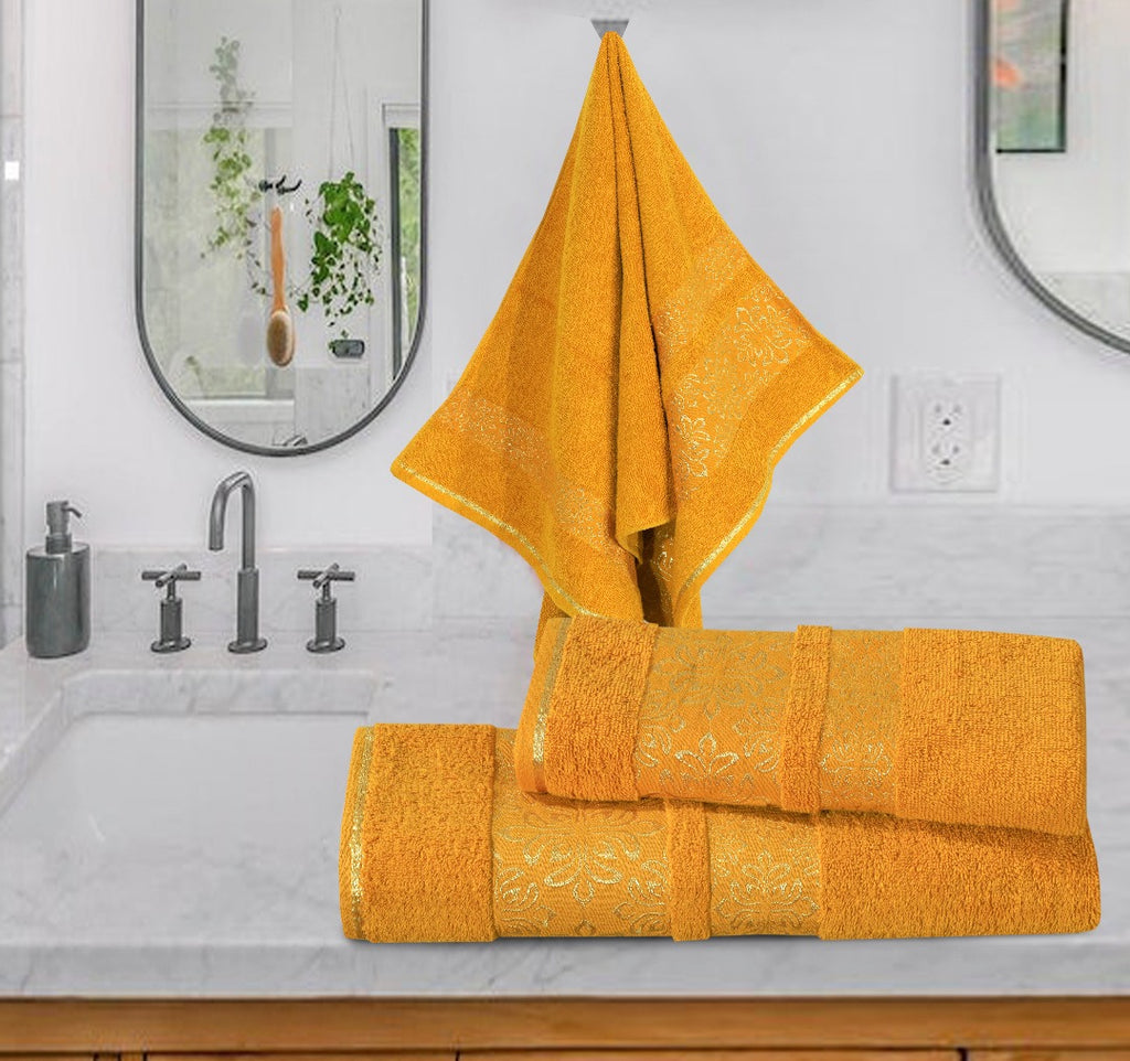 3-Pcs Towel Set Flower Yellow-481