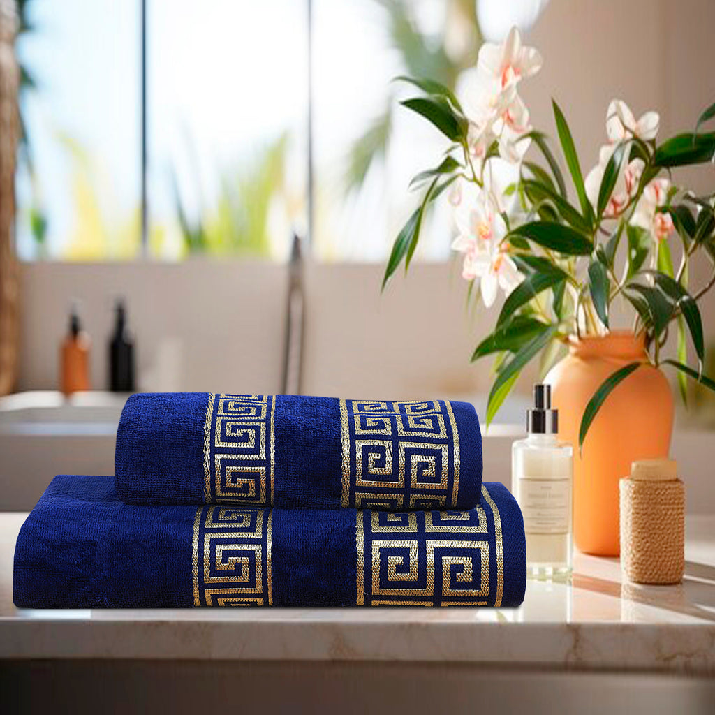 Navy Versatile - 2-Pcs Jacquard Towel Set