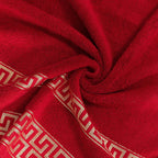 Maroon Greek Key - 2-Pcs Jacquard Towel Set