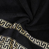 Jet Black Greek Key - Jacquard  Bath Towel