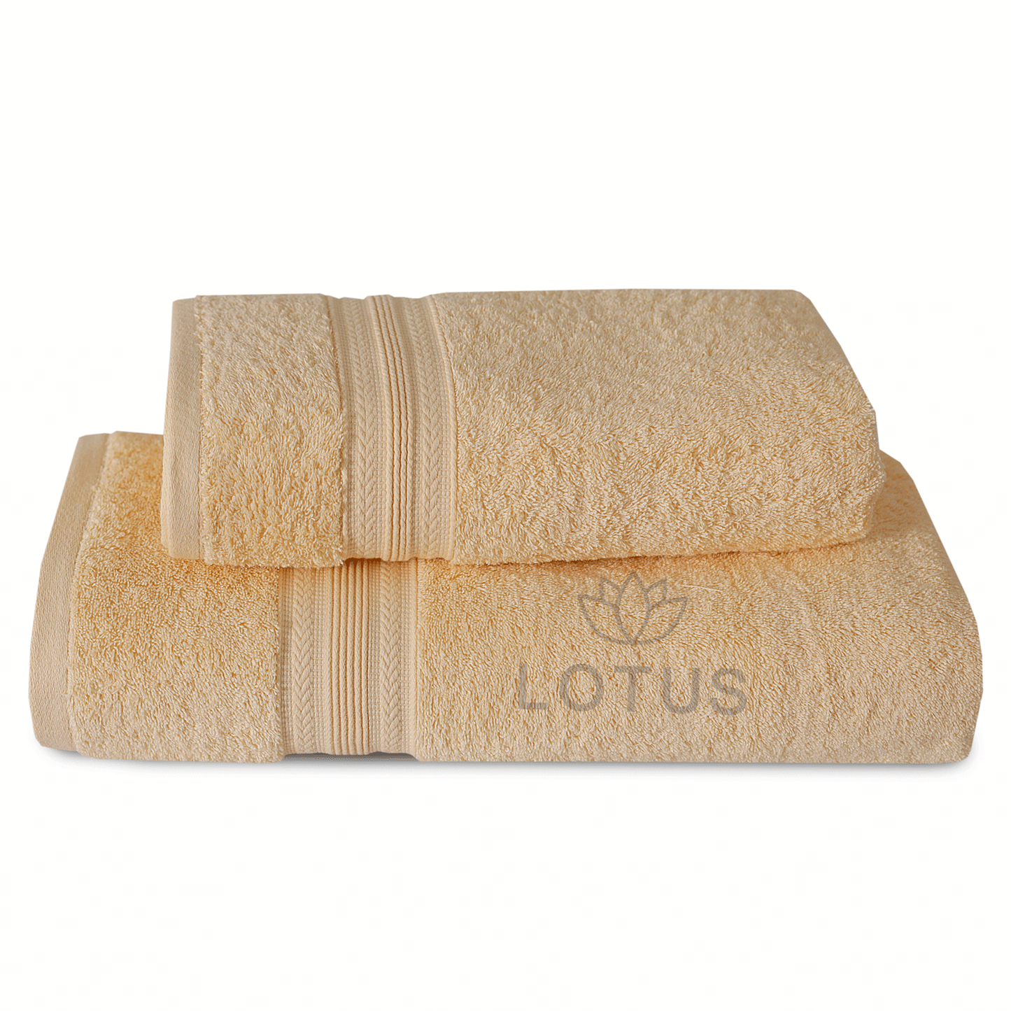 100% Cotton Jacquard Bath Towel Set – Cream V Stripe, 2 Pc, 500 GSM, Soft, Absorbent & Durable