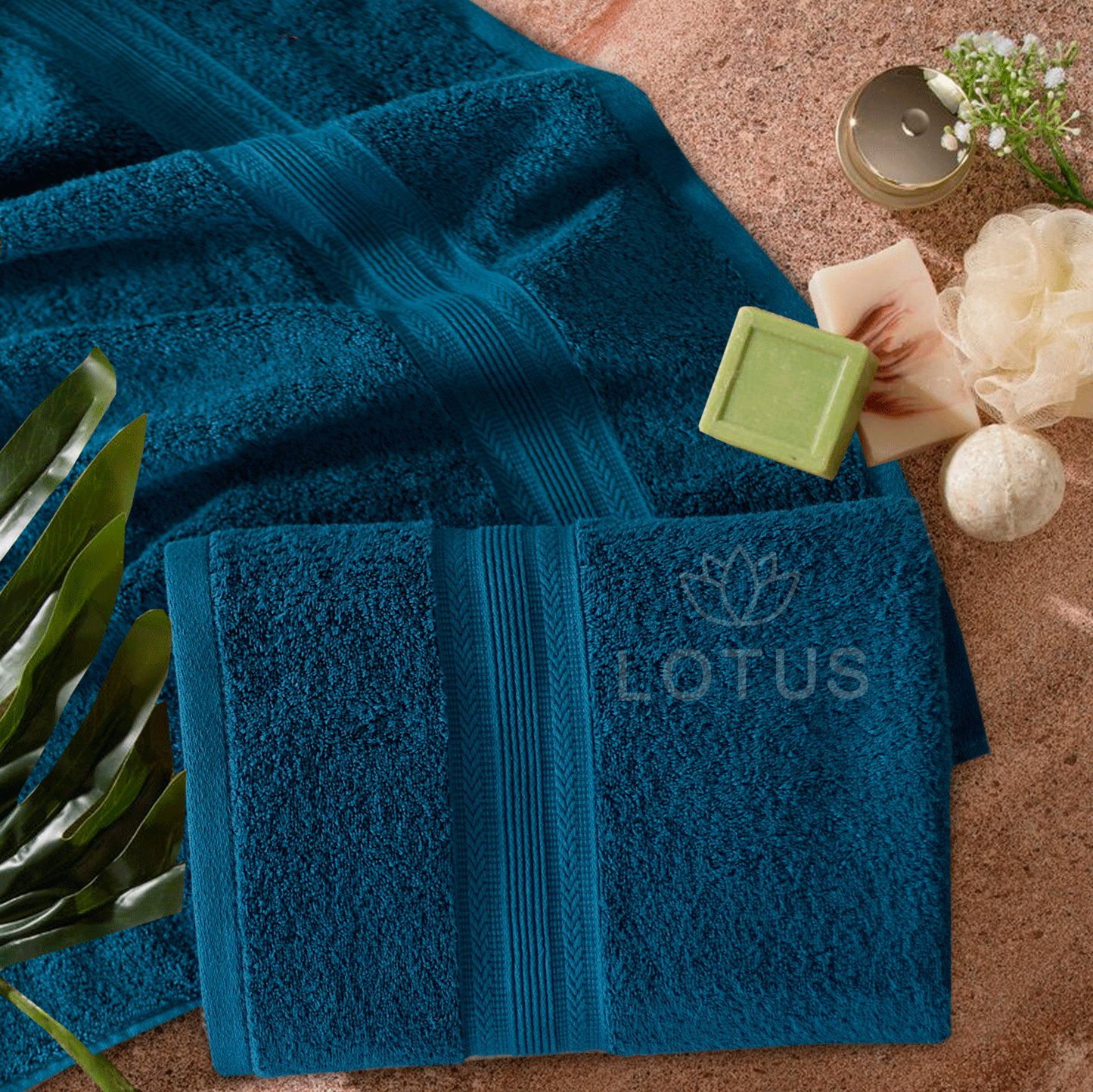 100% Cotton Towel Set – Zinc V Stripe, 3 Pc, 500 GSM, Soft, Absorbent & Durable