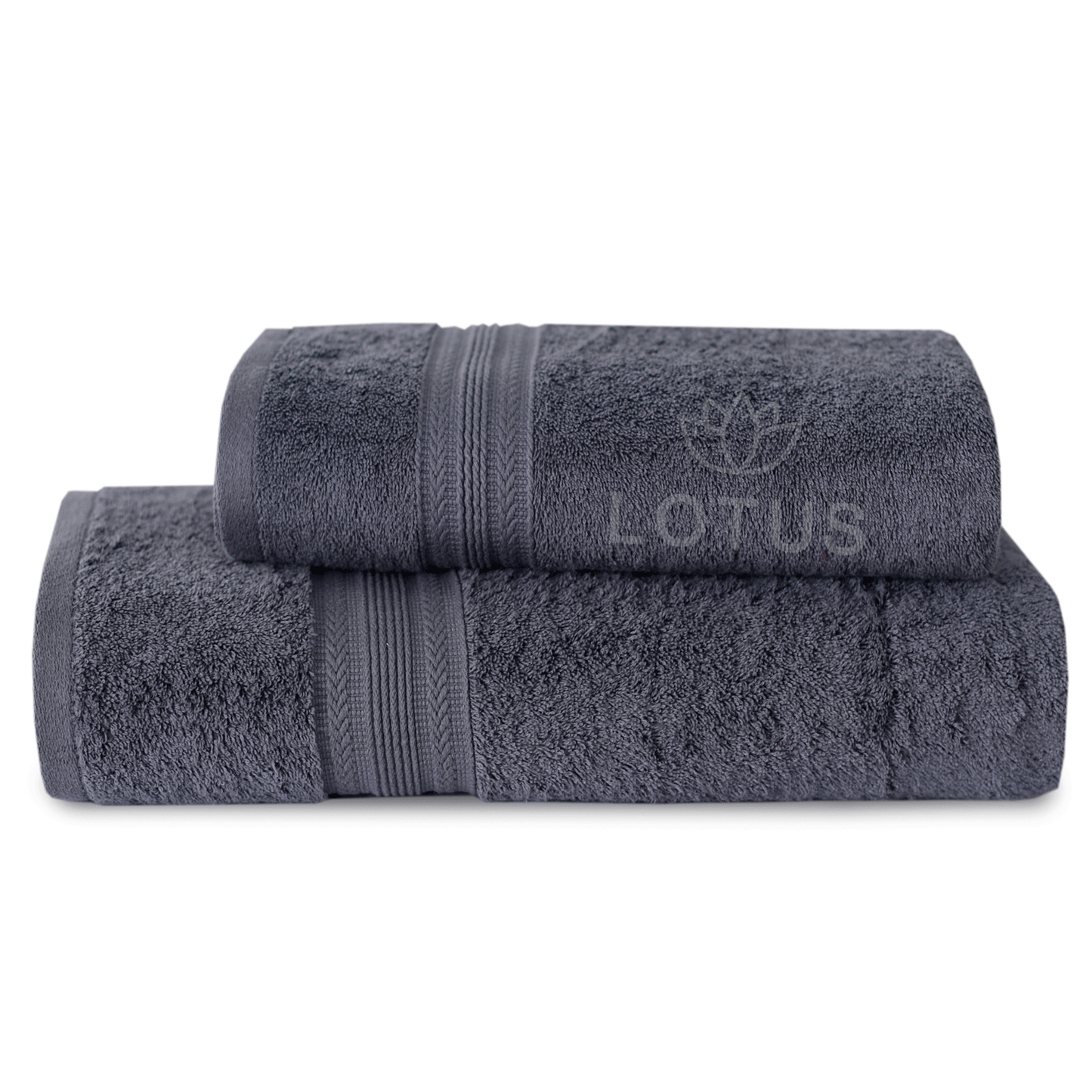100% Cotton Jacquard Towel Set – Gray V Stripe, 2 Pc, 500 GSM, Soft, Absorbent & Durable