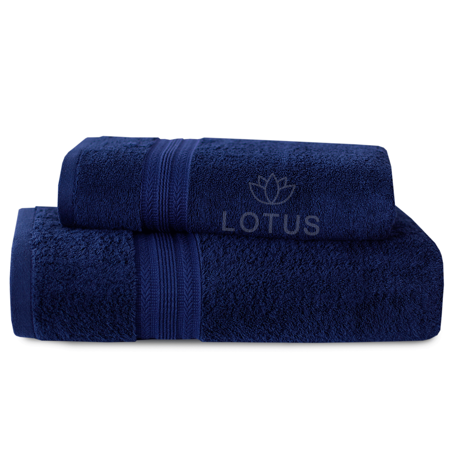 100% Cotton Jacquard Bath Towel Set – Navy V Stripe, 2 Pc, 500 GSM, Soft, Absorbent & Durable