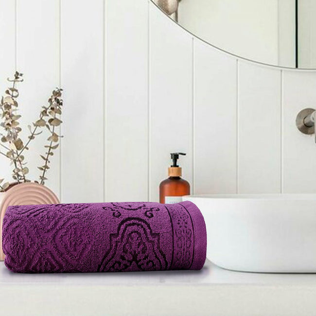 Purple Damask - Jacquard Hand Towel Hover Image