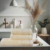 Off White Damask - 3-Pcs Jacquard Towel Set