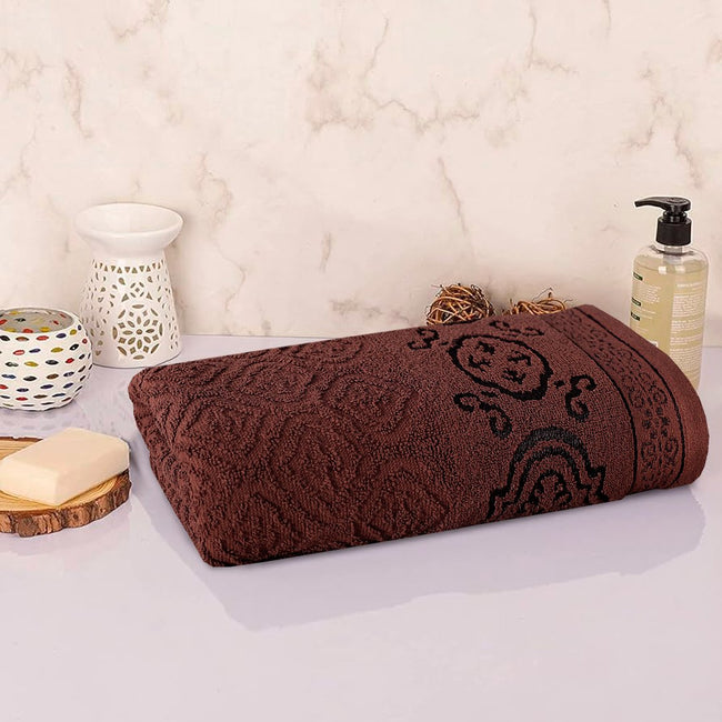 Chocolate Damask - Jacquard Bath Towel Hover Image