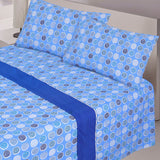 Multi Circle blue Bed Sheet Set Queen