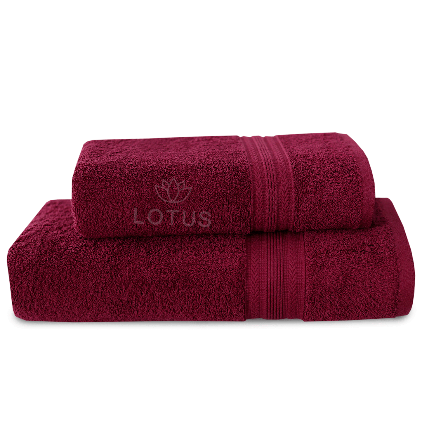 100% Cotton Jacquard Bath Towel Set – Maroon V Stripe, 2 Pc, 500 GSM, Soft, Absorbent & Durable