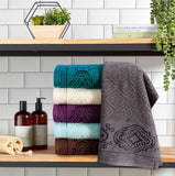 Multi Color Damask - 3-Pcs Jacquard Bath Towels