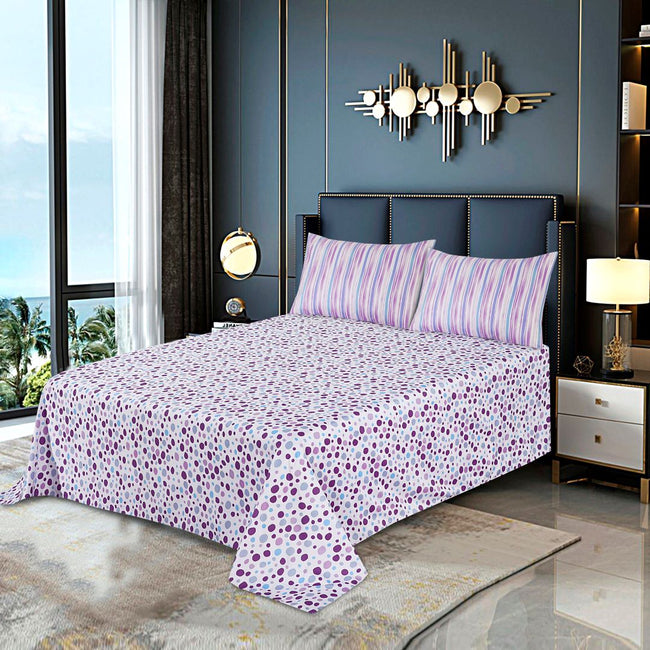 Micro Fiber Bed Sheet Purple dots King-30277 Hover Image