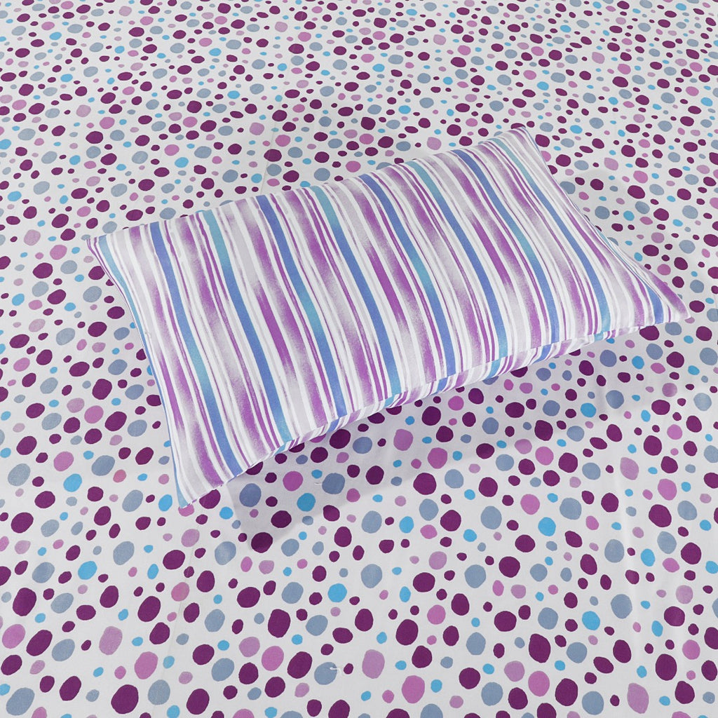 Micro Fiber Bed Sheet Purple dots King-30277